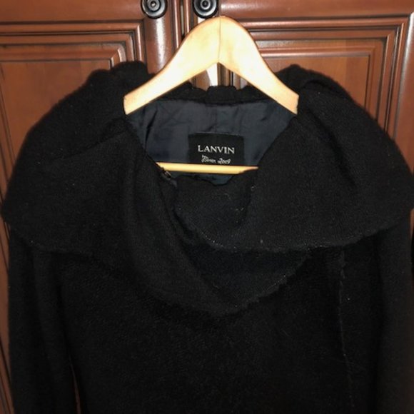 Lanvin Black Surplice Neck Coat - Picture 5 of 7
